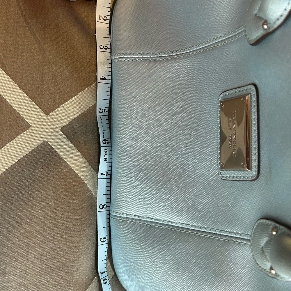 Tignanello Light Blue Leather Satchel Purse - Picture 12 of 13